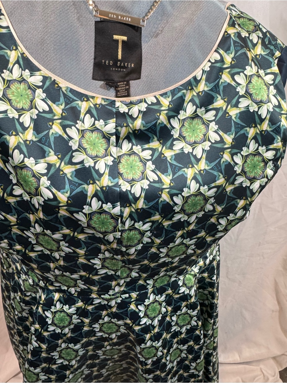 Ted Baker Powder Blue Floral Ombre Long Sleeve A-Line Dress coat 3 - Picture 7 of 11